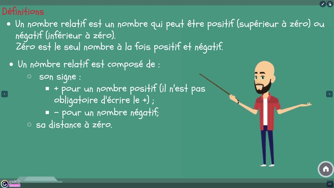 5e   Nombres relatifs en écriture décimale   1a  Nombres relatifs