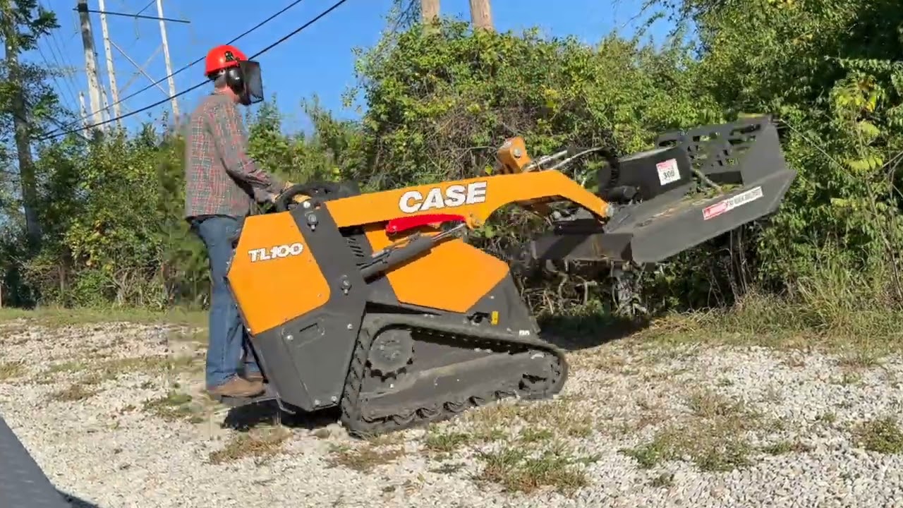 Case TL100 Mini Skid Clearing Overgrown Fence with CID Mini Brush Cutter, Plus Drone Footage!