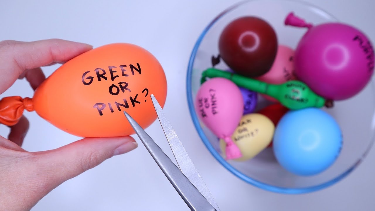 MAKING SLIME WITH BALLOONS! Balloon Popping - Guess the color inside challenge!