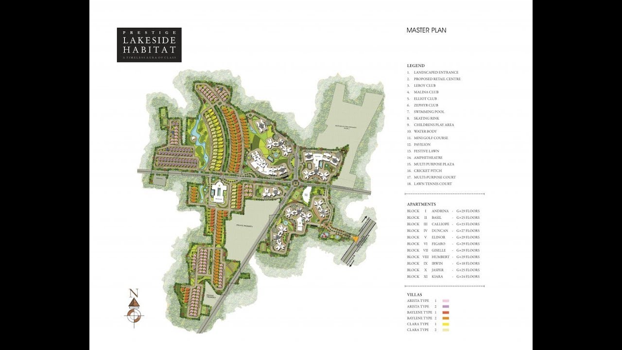 Prestige Lakeside Habitat, Master Plan, Varthur, Bangalore