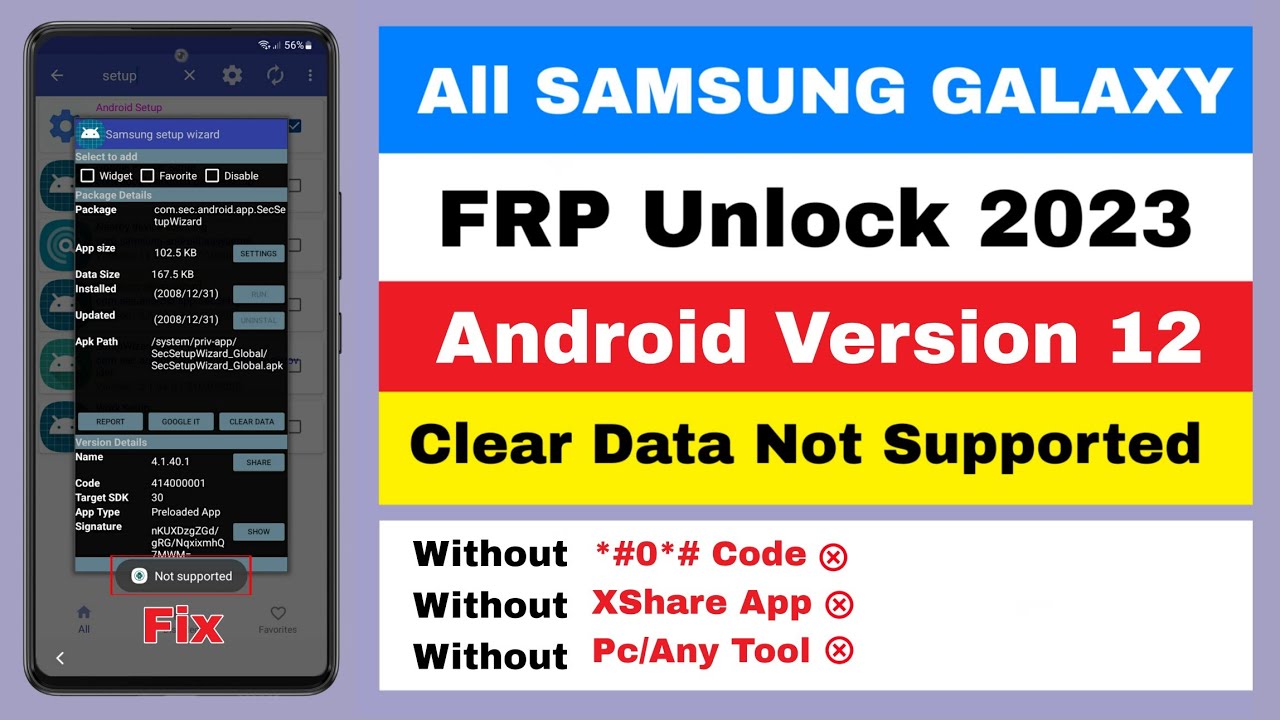 FREE-All SAMSUNG GALAXY Android 12 FRP Unlock 2023 Without Pc/Google Lock Bypass Clear Data Not Supp