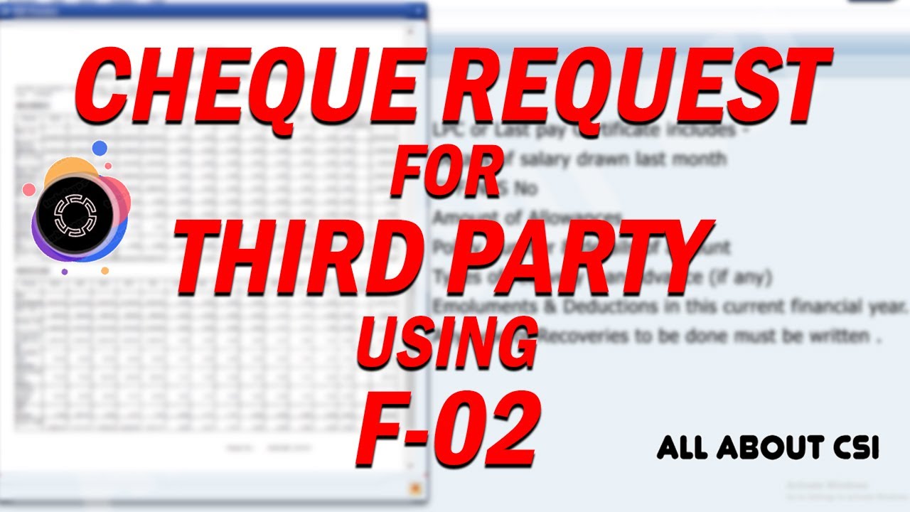 Using F-02 instead of ZPAY_DD | Cheque Request for Third Party  | Special Case  | All About CSI