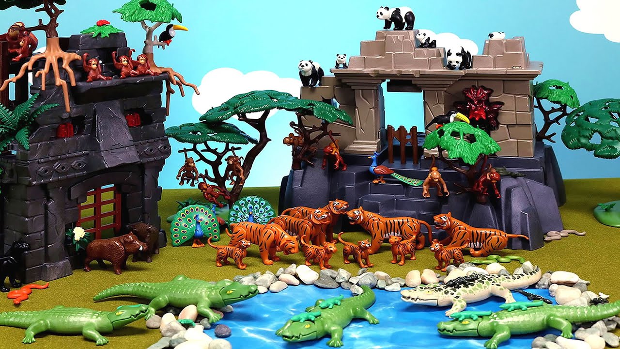 Temple Diorama Set and Playmobil Forest Animals and Dinosaurs
