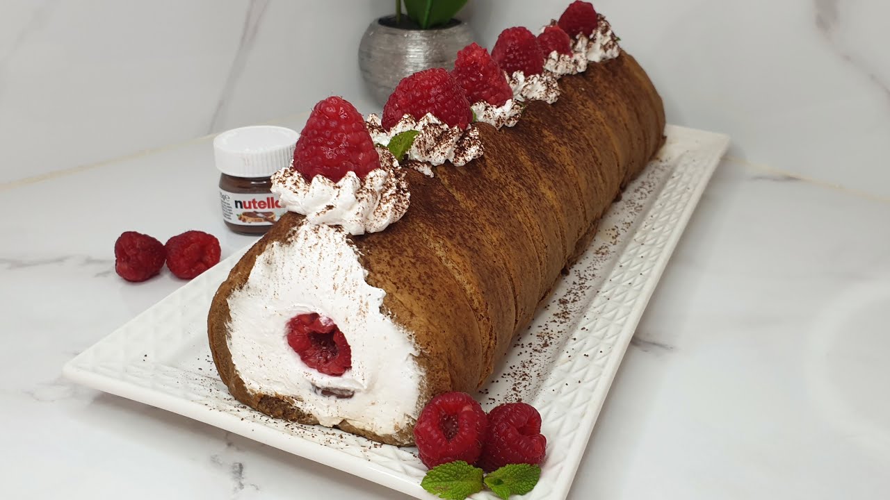 تيراميسو  رولي مع حشوة توت و نوتيلا/جميلة ولذيذة بشكل لا يصدق/ TIRAMISU ROLLE