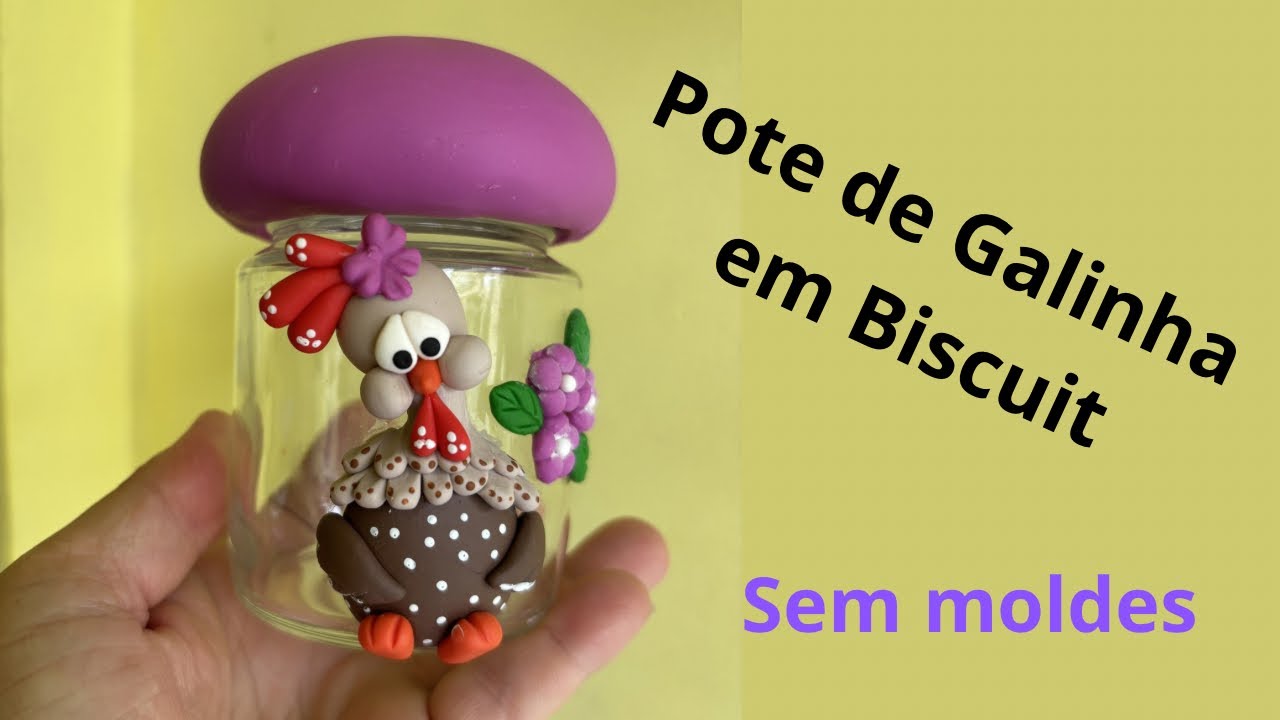 Pote fofo galinha em Biscuit 