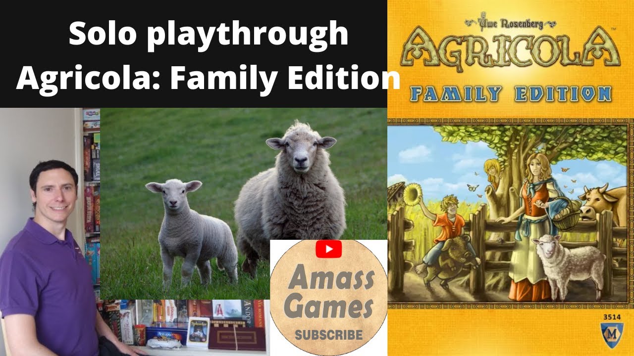 Agricola: Family edition board game.  Solo playthrough.  Worker placement Mayfair * Amass Games *