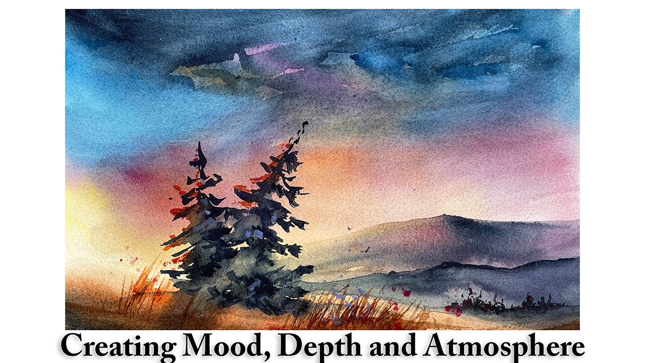 Creating Mood, Depth, and Atmosphere in a Watercolour Landscape | Painting Dramatic Sky