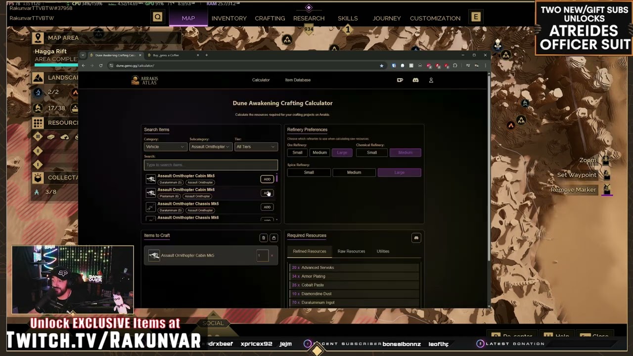 PSA Helpful Crafting Tool calculator Item Database and more dune.geno.gg/calculator Dune Awakening