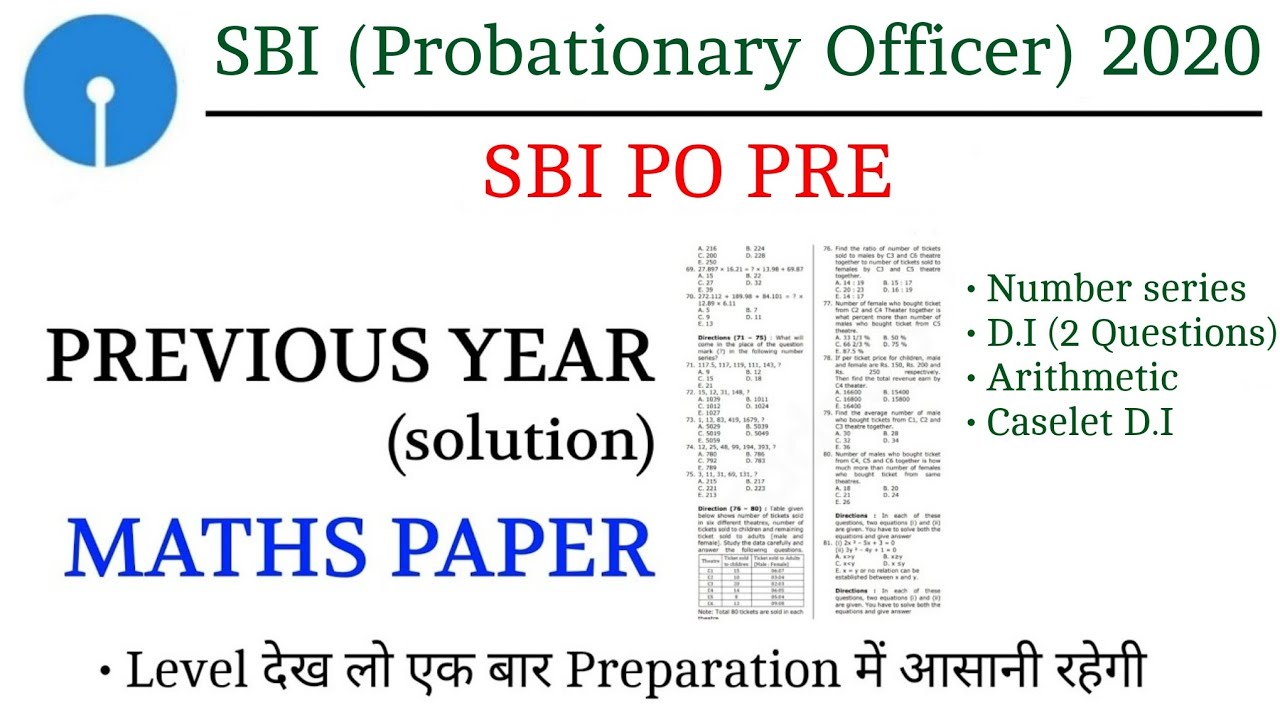 SBI PO ( Probationary Officer ) Previous year maths question paper solution