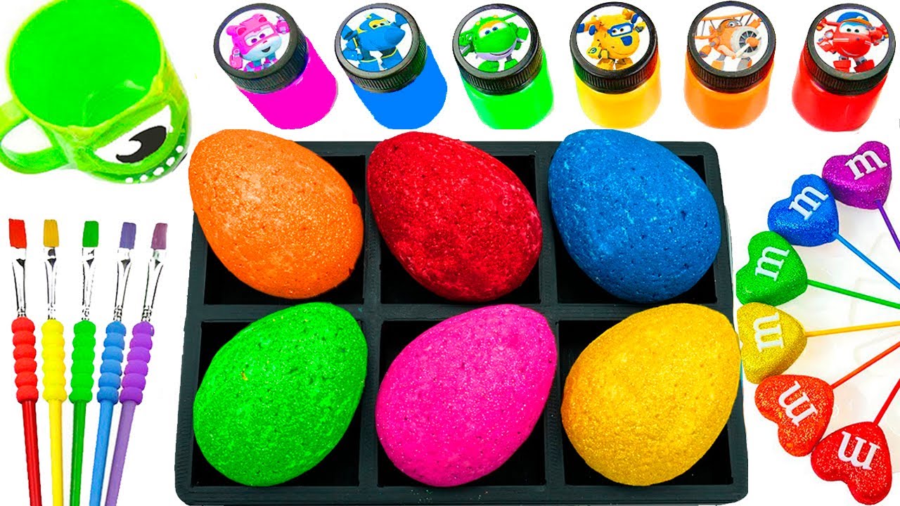 Satisfying Video l Making DIY 6 Relax GIANT EGGS & Chicken Sprunki SLIMES Mixed ASMT Glitter Fruits