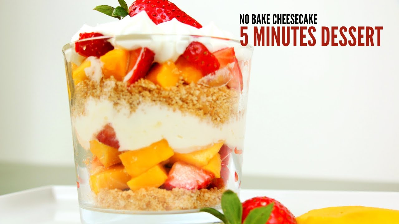 No bake Strawberry Mango Cheesecake Dessert Cups | No bake 5 minutes dessert cups