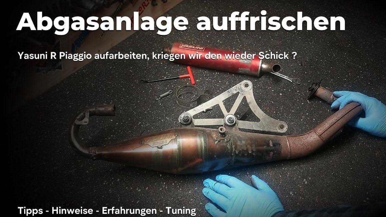 Roller Auspuff auffrischen / Aufarbeiten Yasuni R für Piaggio Lackieren ALU Löten Hitzeband