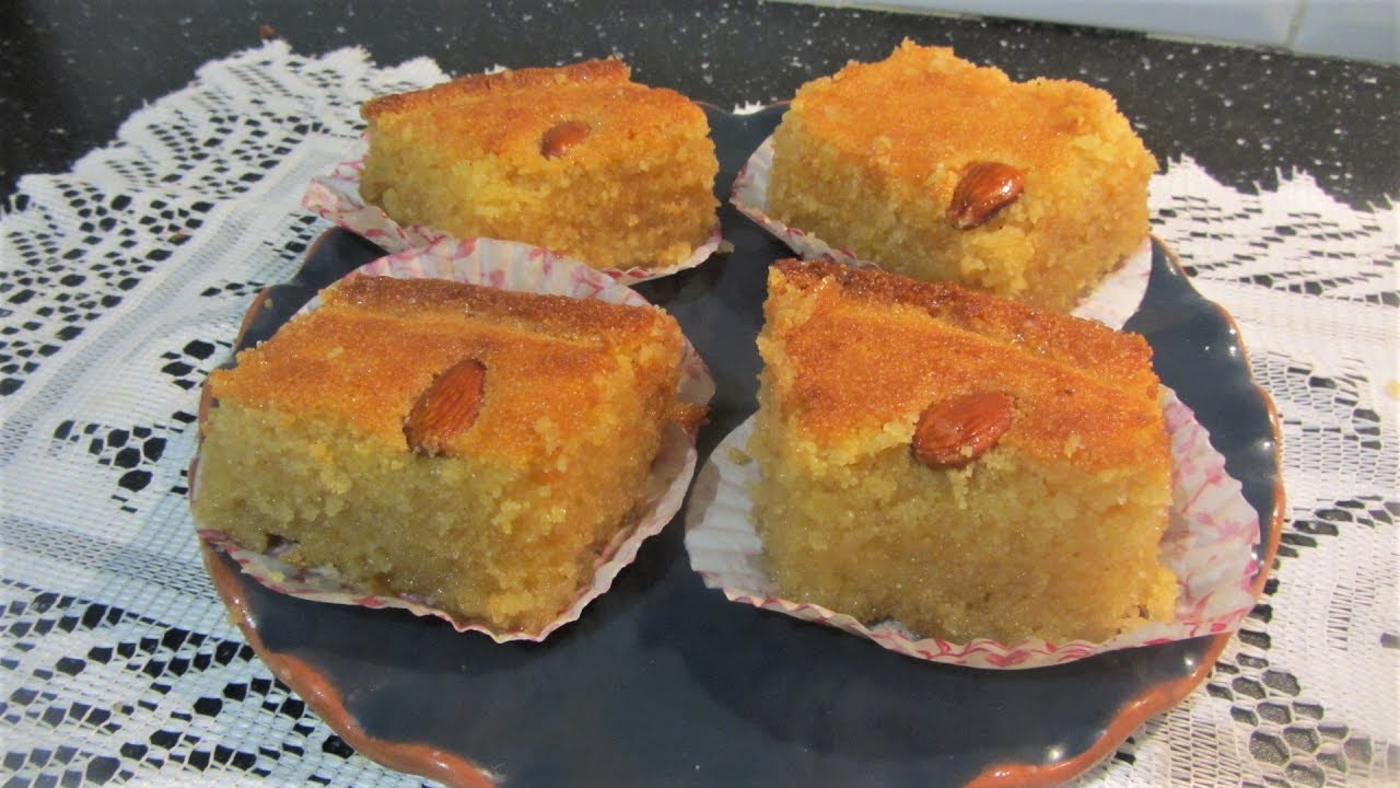 basbousa au lait concentré  بسبوسة ناجحة بالحليب المركز المحلى