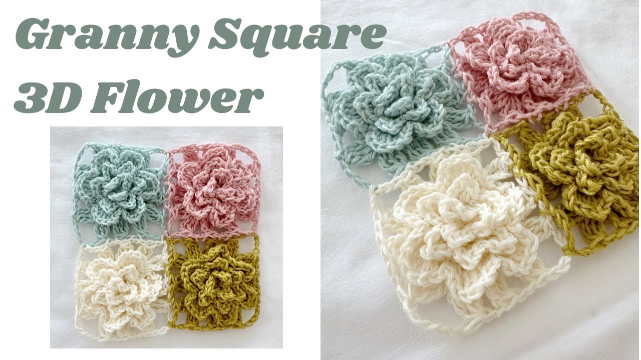 CROCHET 3D FLOWER GRANNY SQUARE | CROCHET BY BEV