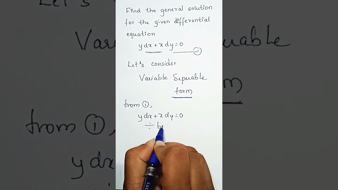 Differential Equation / General Solution / Separable Variable Form #simplydomaths #easytricks
