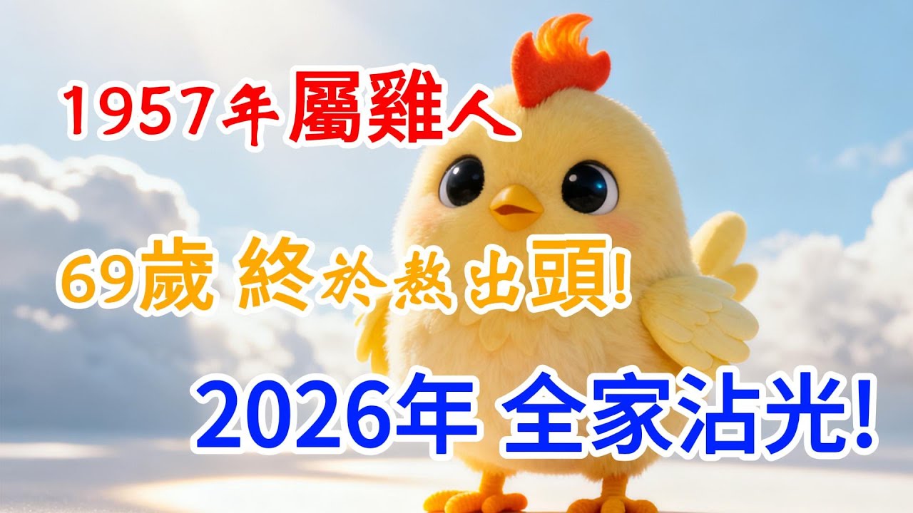 恭喜1957年屬雞人！2026年69歲後註定苦盡甘來！你家有嗎？如果有，請準備接財接福，全家都沾光！#1957年屬雞 #屬雞2026運勢 #2026生肖雞運勢 #1957生肖雞 #生肖雞 #屬雞