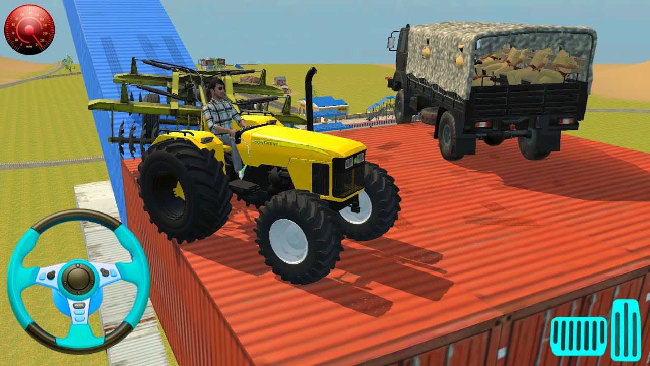 Drive John Deere 5310 Tractor with Big Harrow and Indian Army Truck 🔥 #tractor #truck #gamingvideos 