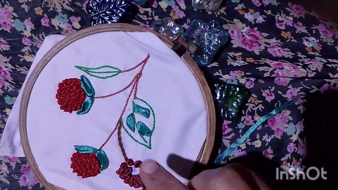 Amazing ribbon  flower embroidery design 🥀