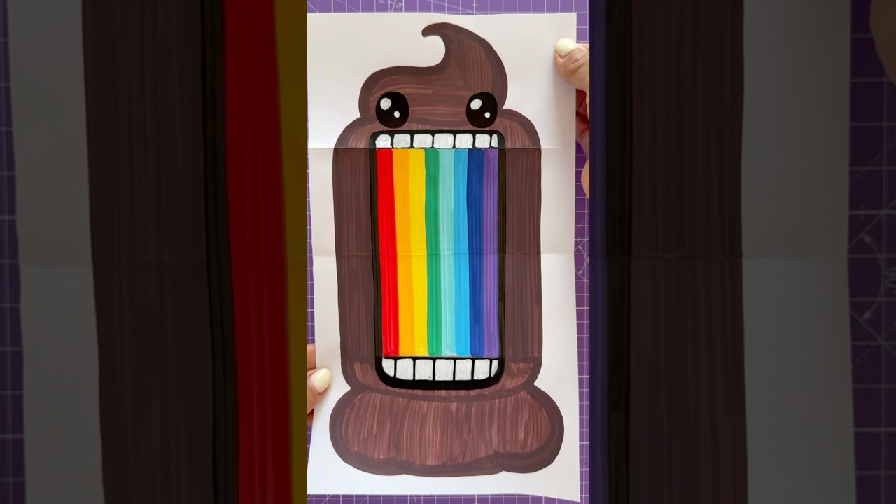 Satisfying Art 💩😬🌈 #shorts #youtubeshorts#drawing #art #emojichallenge #emojis #viral #trending
