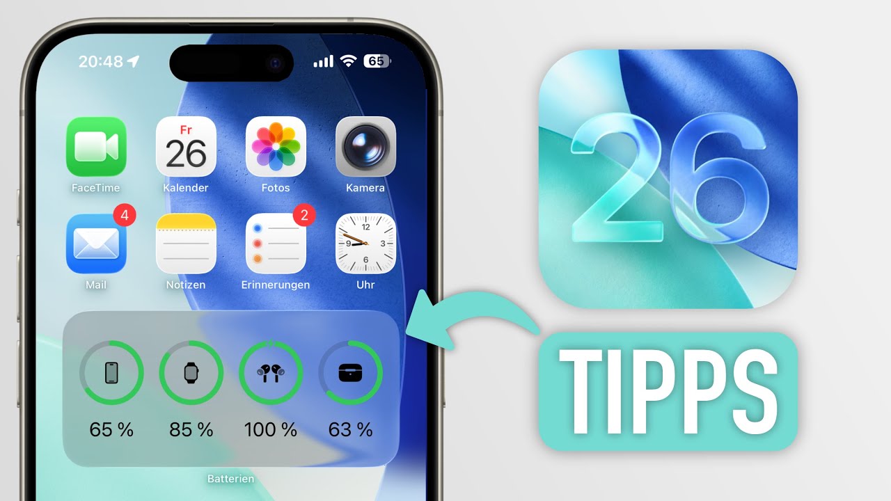 iOS 26 - 15 wichtige Tipps die ihr kennen m&uuml;sst | Akku, Bedienung, Glas & mehr...