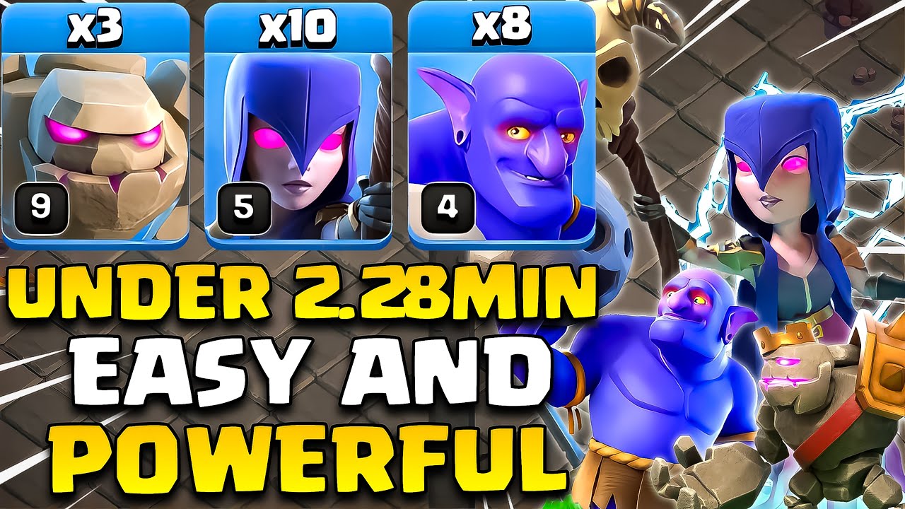 Under 2.28MIN | GoBoWitch Powerful TH12 Easy War Attack Strategy in Clash of Clans