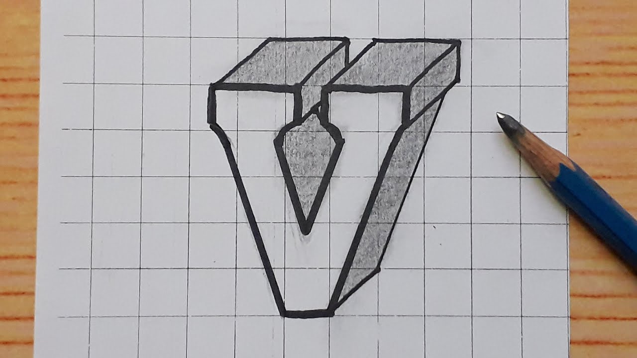Simple 3d Drawing Letter V /How To Draw Capital Alphabet Easy For Beginners #shorts