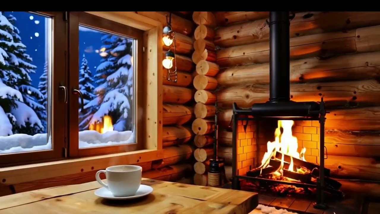 Cozy Winter Jazz Ambience ❄️ Relaxing Soft Jazz + Fireplace for Sleep & Study
