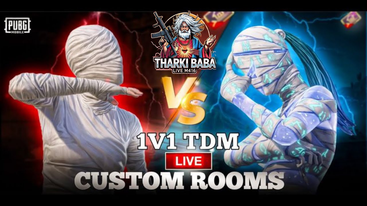 1V1 TDM BGMI LIVE CUSTOM ROOMS 😁😚 BGMI live with Tharki BABA rush gameplay 