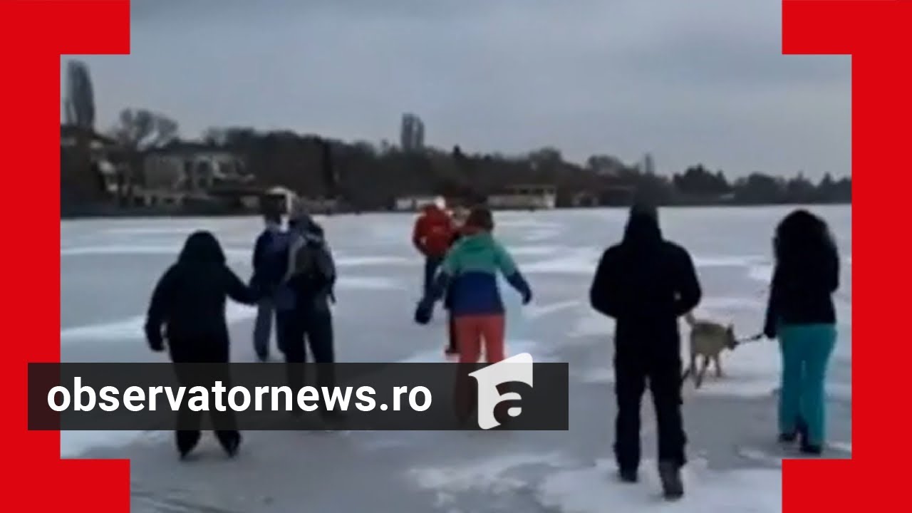 ANIMAŢIE. Lacurile îngheţate, pericol mortal. Gheaţa este tot mai subţire în centru