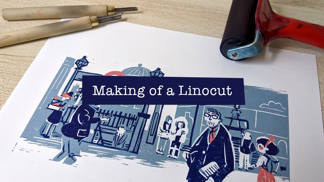 LINOCUT PRINTMAKING PROCESS: transfer, carving and printing 