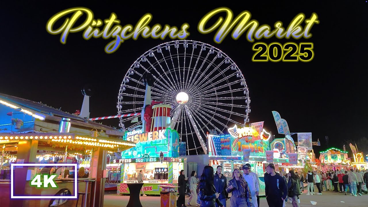 P&uuml;tzchens Markt 2025 🎡 Rundgang bei Nacht I Gro&szlig;e Kirmes in Bonn I 4K