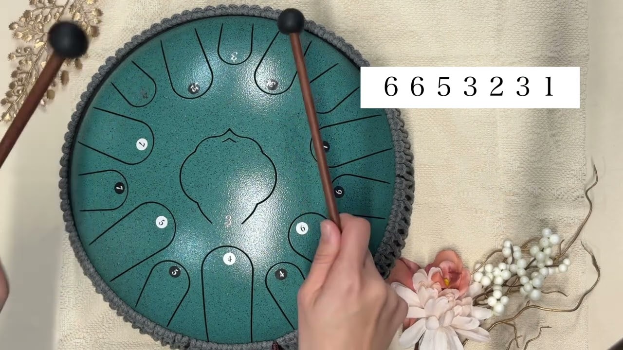 ゆっくり【番号つき】春の小川｜タングドラムHaru nOgawa| Tongue Drum (Numbere) Notes)slowly