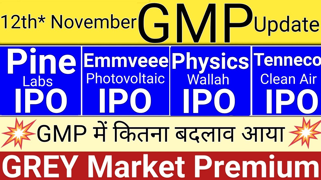 All IPO GMP Today | Tenneco IPO | PhysicsWallah IPO | Pine Labs IPO | Emmveee IPO | Stock Market Tak