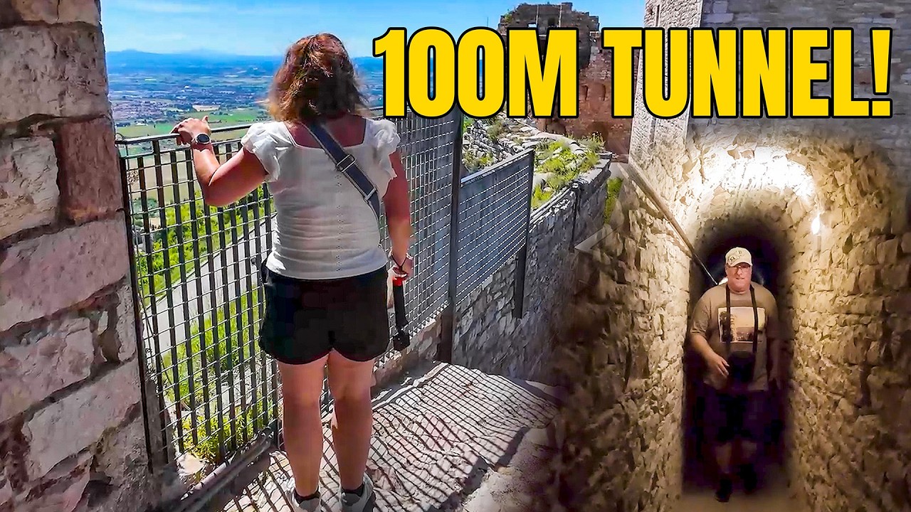 Italië Umbrië #05 Wij Beklimmen de Burcht van Assisi, 100 Meter Tunnel naar GEWELDIG Uitzicht!  | 4K