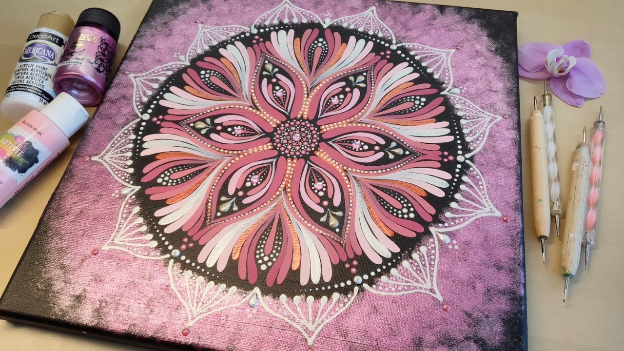 Pink Dot Mandala Painting | Happy Valentine´s Day Painting | How to paint | Time-lapse | #97