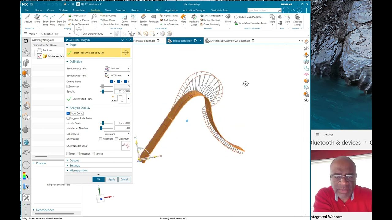 Siemens NX 2212 — кривые поверхности моста