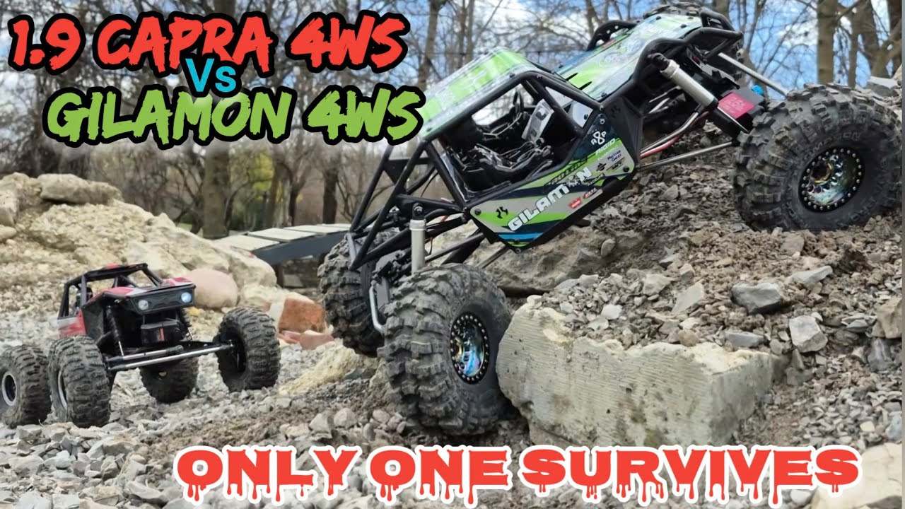 Axial Gilamon 4ws vs Capra 4ws 1.9 round 2. Can the Capra keep pace? Cold tires,    wind & water 💧
