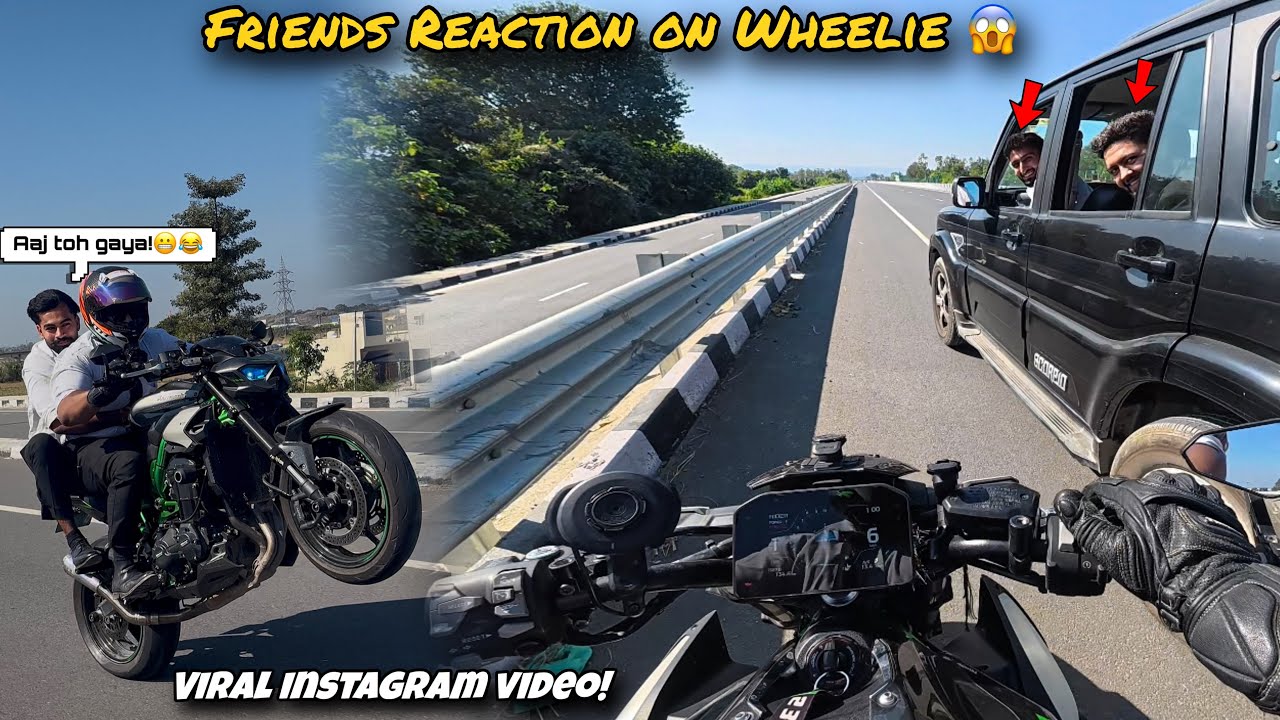 My College Friends Reaction on Kawasaki z900 Wheelie 😍