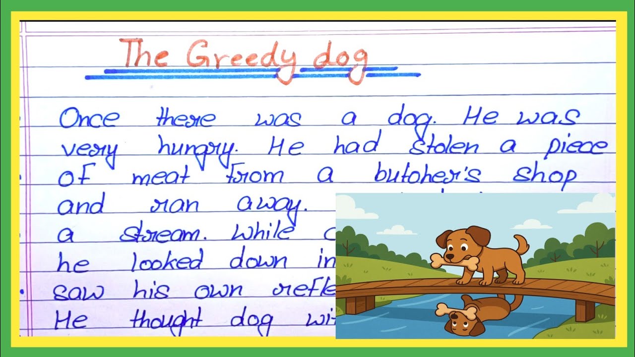 Greedy Dog Story Writing in English | Story Writing |The Greedy Dog | 10 Lines Story on Greedy Dog|