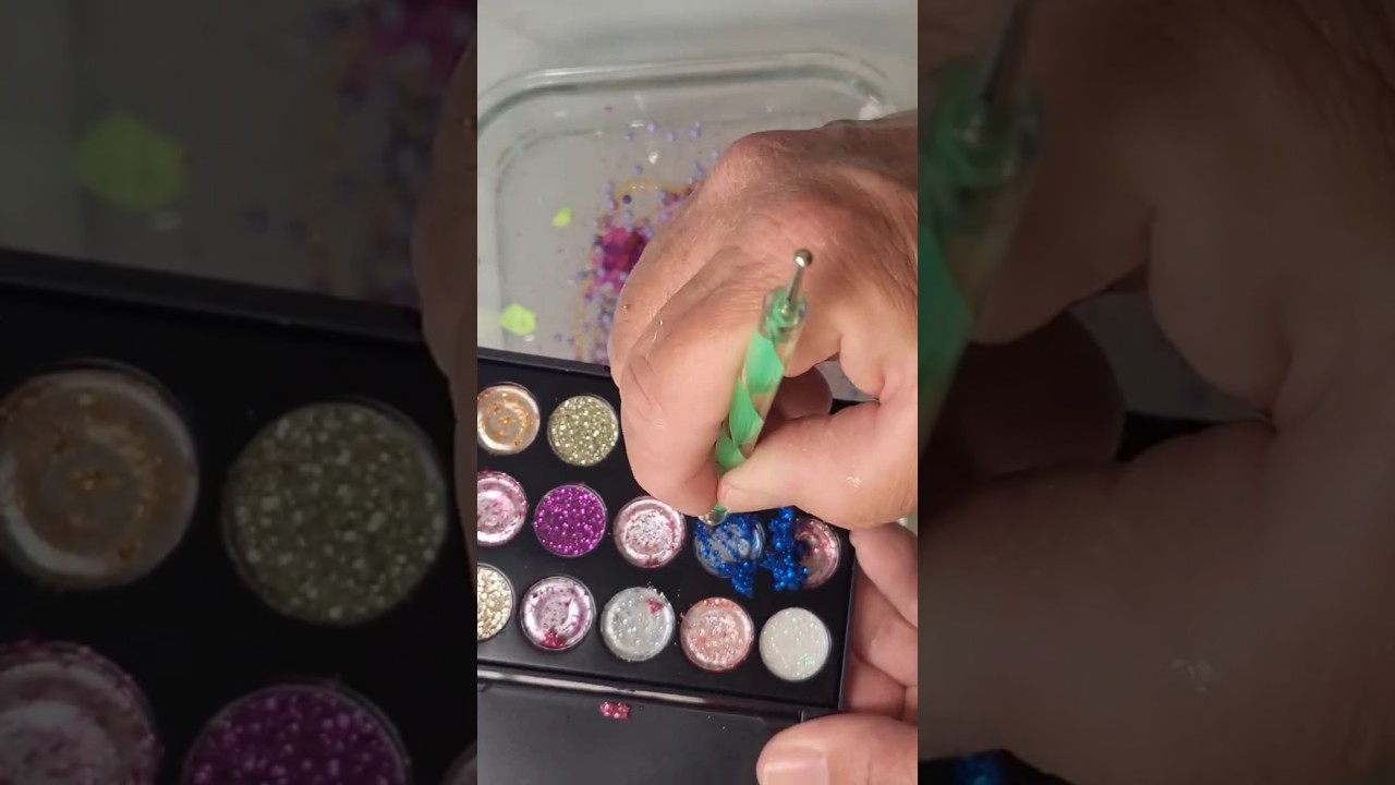 Fun glitter slime colors / neon green and pink slime #cuteslime #viralslime #asmr #tingles
