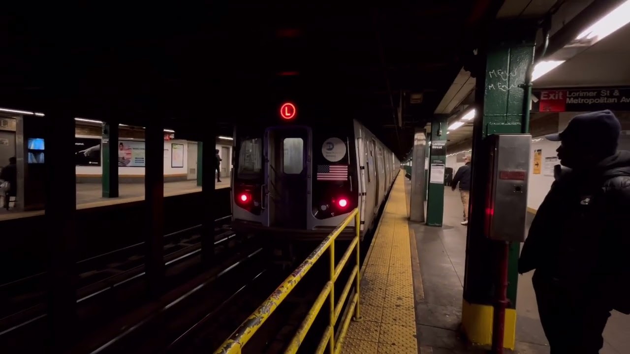 R143 Rockaway Pkwy Bound (L) Train Entering And Leaving Metropolitan Av - Lorimer St