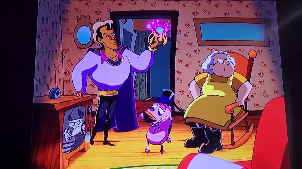 Courage the cowardly dog Eustace is in the tv