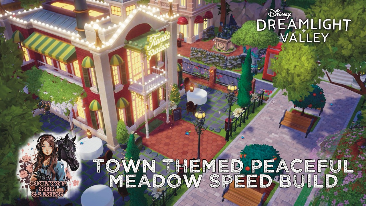 Peaceful Meadow Town Inspired Stop Motion Speed Build Disney Dreamlight Valley Game Decorating
