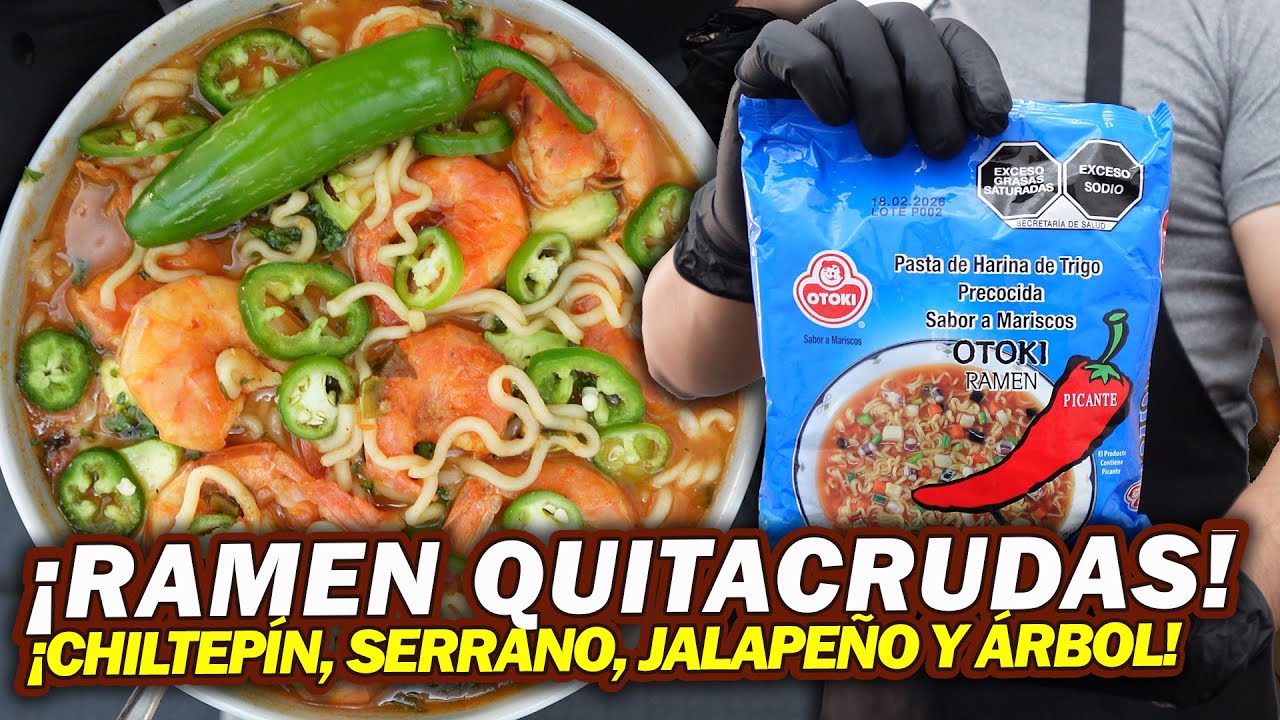 ¡Ramen QUITACRUDA Sabor MARISCOS Con 4 CHILES y Camarón Fresco! 