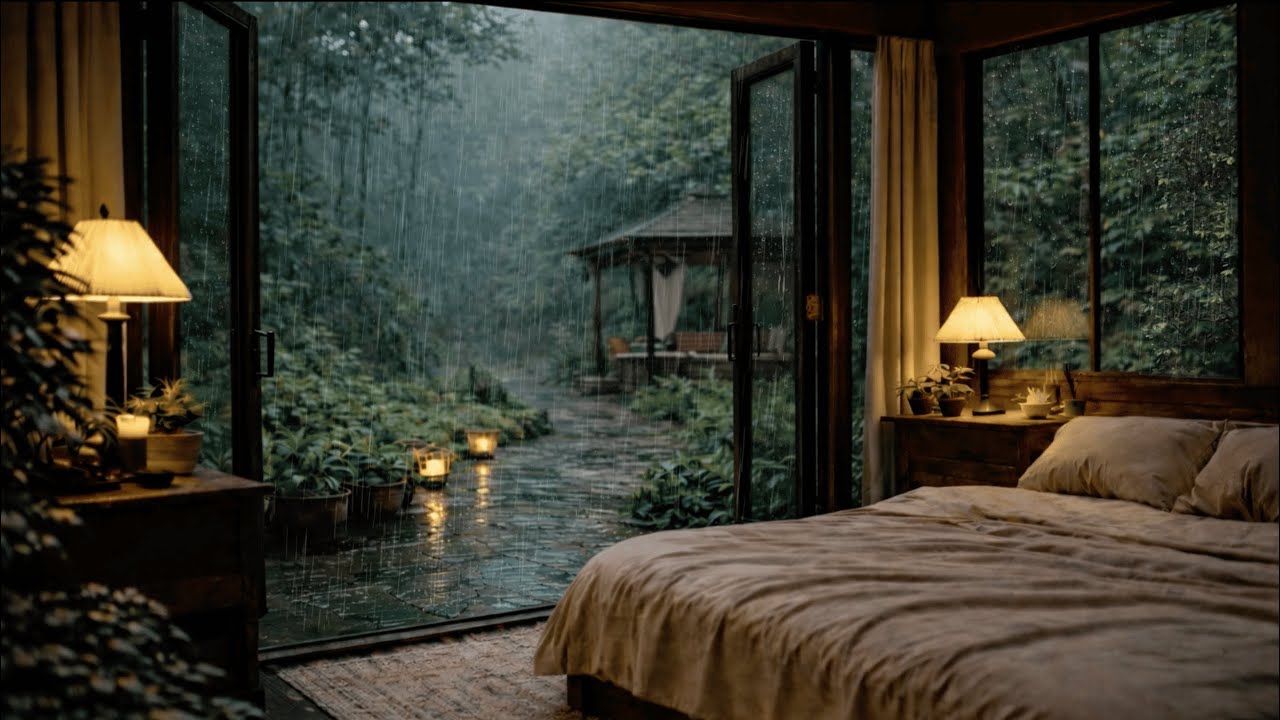 Quiet Rain in a Cozy Bedroom | Calm Forest Ambience for Sleep & Focus😴
