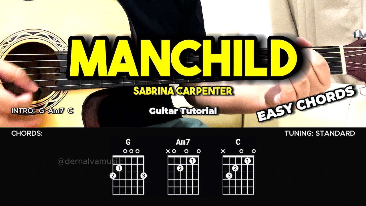 Manchild - Sabrina Carpenter | Easy Guitar Tutorial For Beginners (CHORDS & LYRICS) #guitarlesson