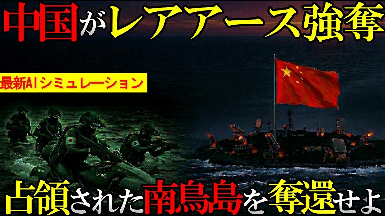 【日本の最強兵器】ついに南鳥島を中国が占領！レアアース強奪。ブチギレた日本の大逆襲。わずか300秒、自衛隊の神業！【最新AIシミュレーション】