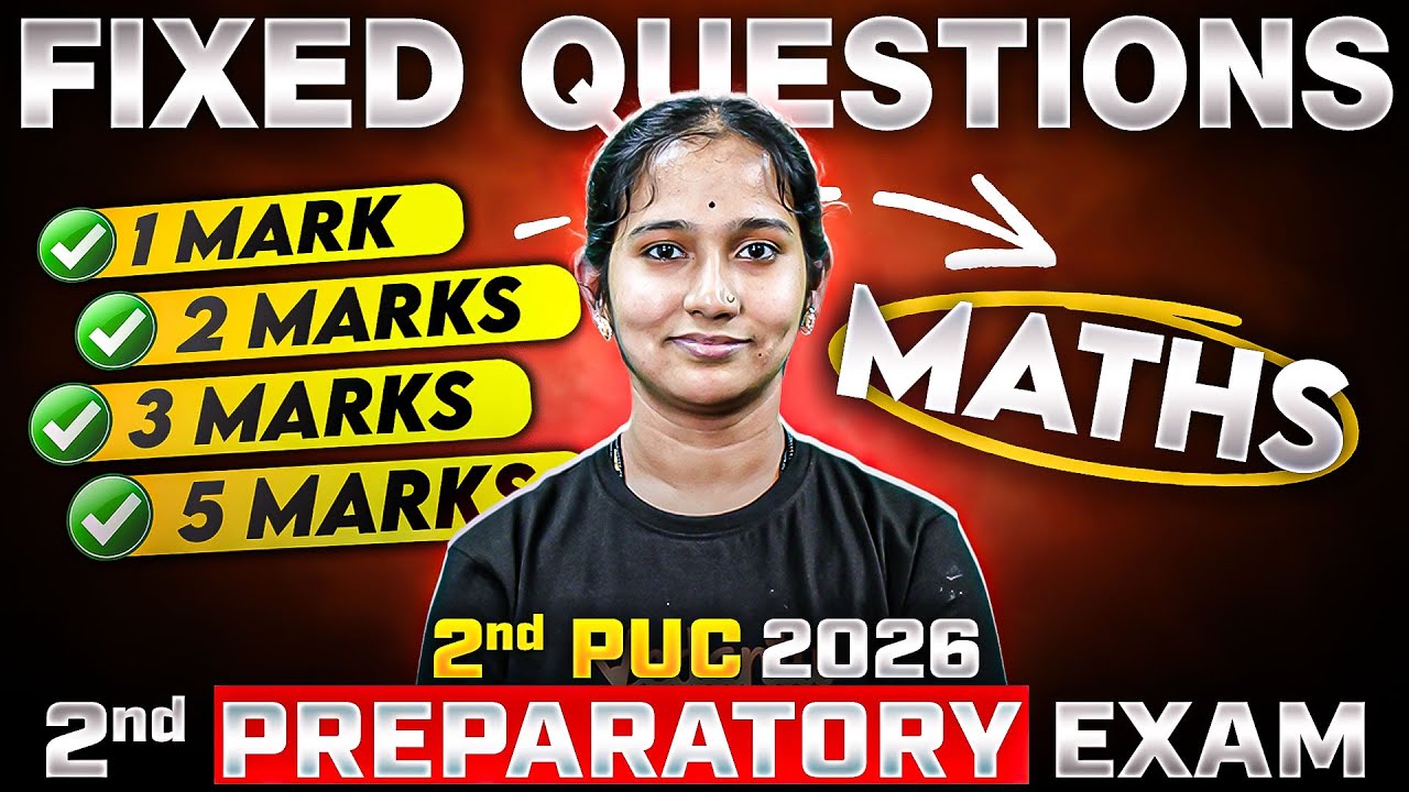 2nd PUC 2026 FIXED Questions | Maths | Preparatory Exam | Most Expected Problems | Vaishnavi Ma&rsquo;am