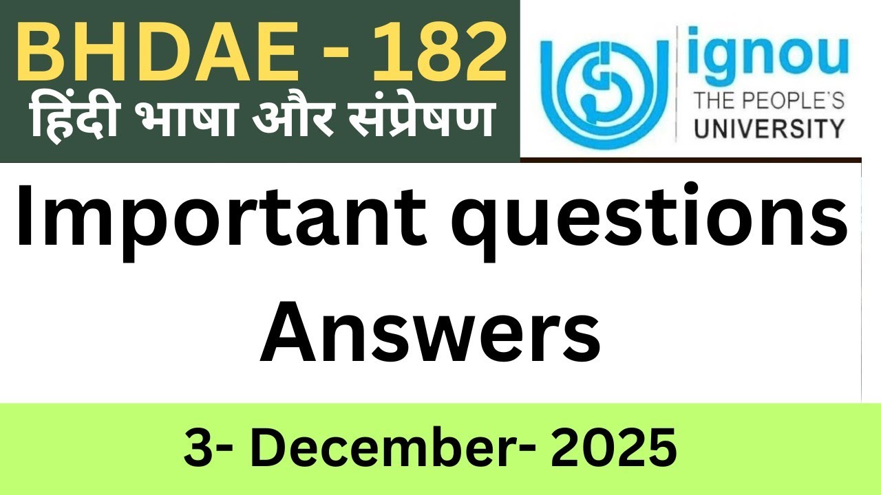 IGNOU BHDAE 182 Important Questions Answers | BHDAE 182 previous year question paper 