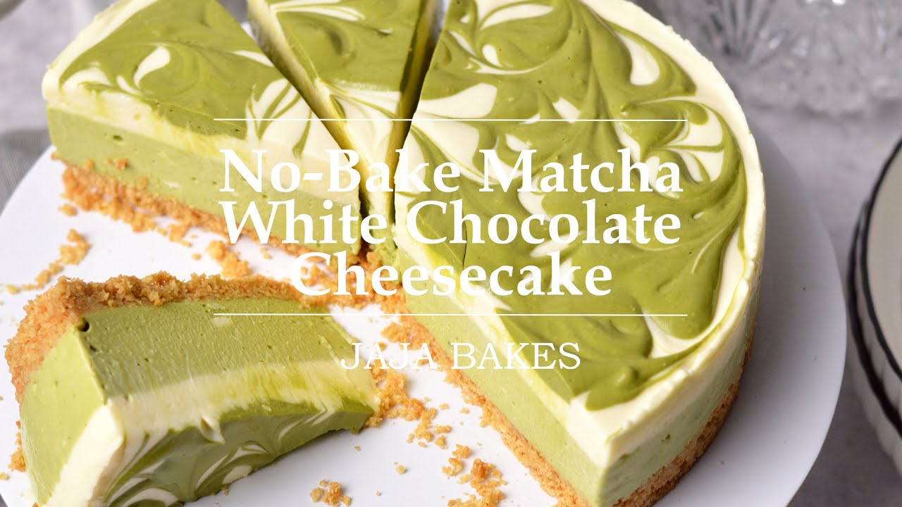 No-Bake Matcha White Chocolate Cheesecake | Kue Cheesecake Matcha Cokelat Putih | Jaja Bakes